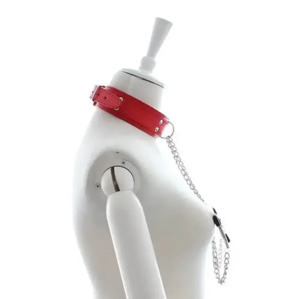 BỘ VÒNG CỔ KÈM DÂY XÍCH VÀ KẸP VÚ (ĐỎ)